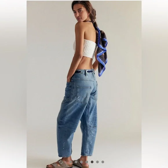 FREE PEOPLE WE THE FREE MOXIE PULL-ON BARREL JEANS | 31 - Picture 4 of 16